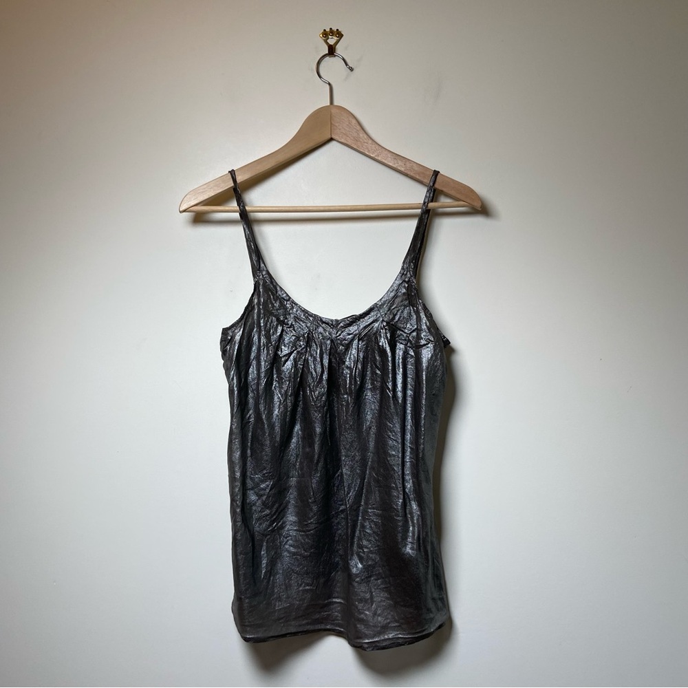 Graham & Spencer Metallic Silver Silk Blend Top Small